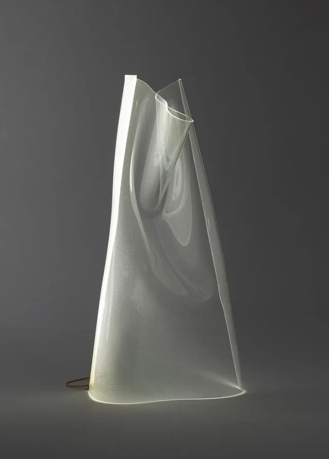 Sculpted lamp behind translucent material